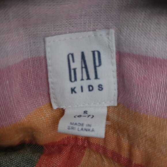 GAP Kids Boys Short Sleeve Button Shirt Colorful Stripes Linen Blend Size S 6-7 - Picture 5 of 6